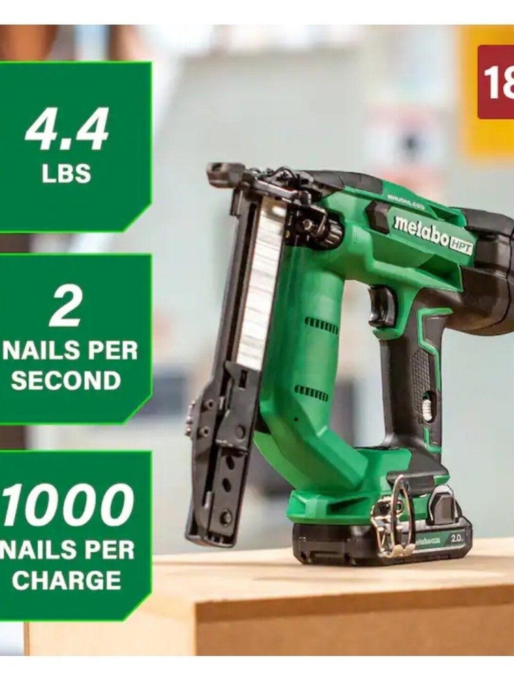 Metabo HPT 18V MultiVolt Brushless 18-Gauge 1/4 Inch Narrow Crown Stapler Kit
